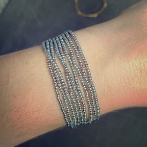 Silver Beaded Bracelet Set